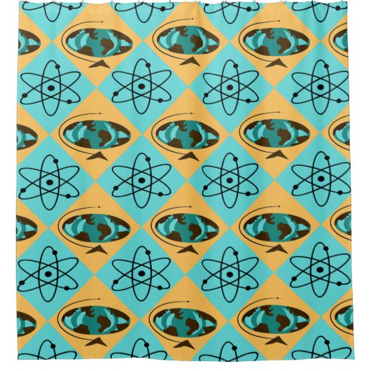 Retro Harlequin Wereldbol Trotter Showgordijn Douchegordijn (Voorkant)