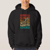 Retro Harmonica Harp Player Hoodie (Voorkant)