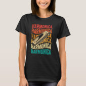 Retro Harmonica Harp Player T-shirt (Voorkant)