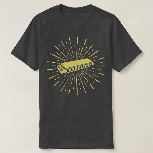 Retro  Harmonica Koel Instrument T-shirt (Design voorkant)
