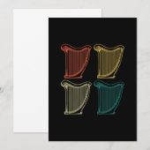 Retro Harp Instrument Gift Music Harp Kaart (Voorkant / Achterkant)