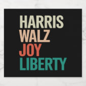 Retro Harris Waltz 2024 Harris Walz Joy Liberty Bier Etiket (Enkel label)