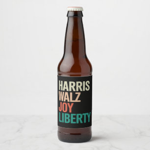 Retro Harris Waltz 2024 Harris Walz Joy Liberty Bier Etiket