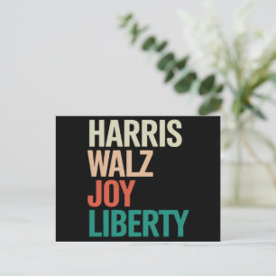Retro Harris Waltz 2024 Harris Walz Joy Liberty Briefkaart