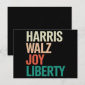 Retro Harris Waltz 2024 Harris Walz Joy Liberty Briefkaart (Voorkant / Achterkant)