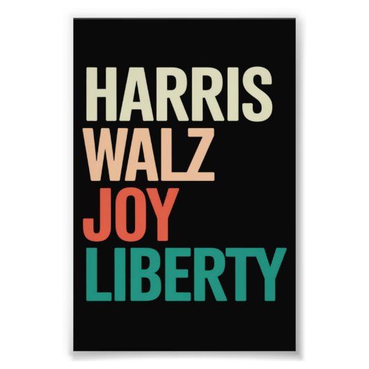 Retro Harris Waltz 2024 Harris Walz Joy Liberty Foto Afdruk (Voorkant)