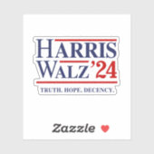 Retro Harris Walz '24 - Waarheid Hoop Fatsoen Sticker (Vel)