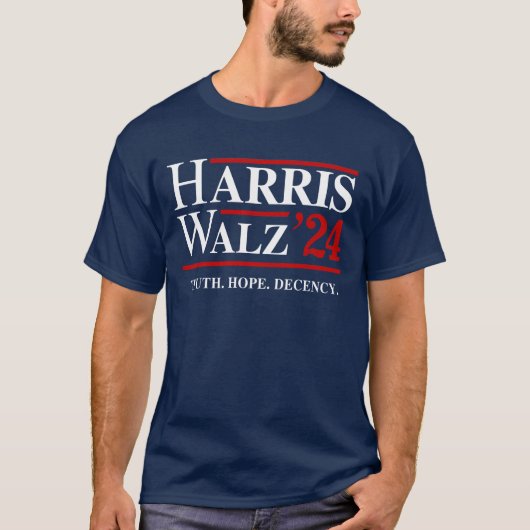 Retro Harris Walz '24 - Waarheid Hoop Fatsoen T-shirt (Voorkant)