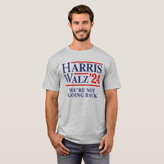 Retro Harris Walz '24 - We gaan niet terug T-shirt (Voorkant volledig)
