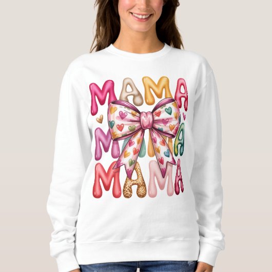 Retro Hart Boog Mama Gestapeld Design Trui (Voorkant)