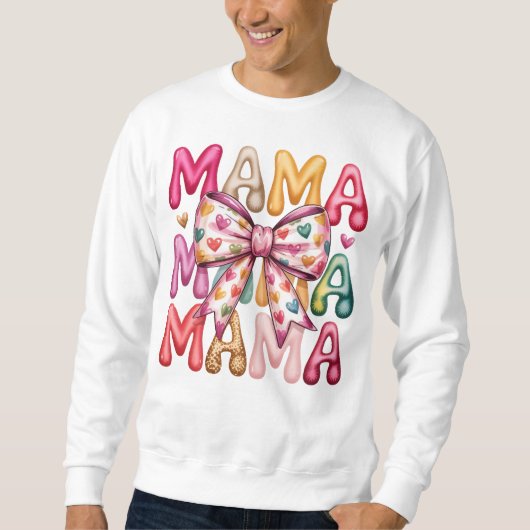 Retro Hart Boog Mama Gestapeld Design Trui (Voorkant)