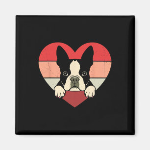 Retro Hart Boston Terrier Hond Retro Valentijns W Magneet