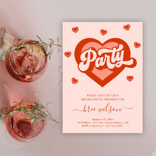 Retro Hart Bruid Bachelorette Feest Kaart