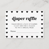 Retro Hart Eenvoudig Baby shower Luier Raffle Kaar Informatiekaartje (Voorkant)