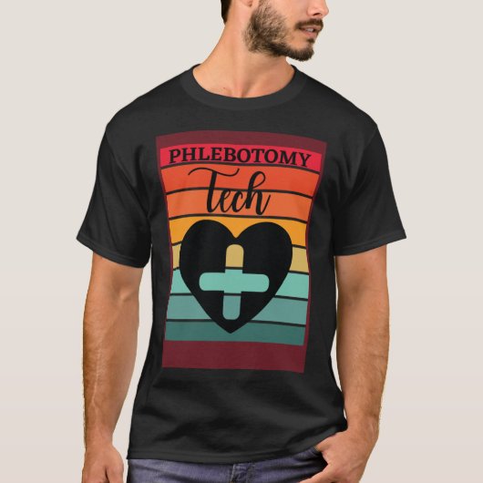 Retro hart flebotomist Flebotomie Tech Technicia T-shirt (Voorkant)