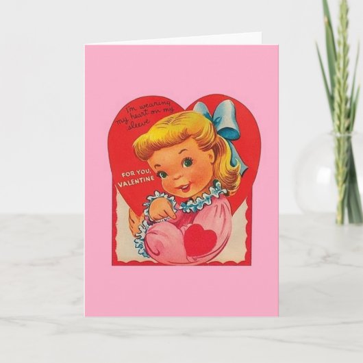 Retro hart op Sleeve Valentijnsdag Kaart (Voorkant)