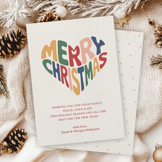 Retro Hart Prettig Kerstmis Speels  Feestdagenkaart