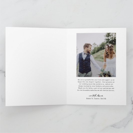 Retro Hart Script 4 Foto Collage Bruiloft Bedankkaart (Binnen)