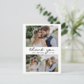 Retro Hart Script 4 Foto Collage Bruiloft Bedankkaart (Staand voorkant)