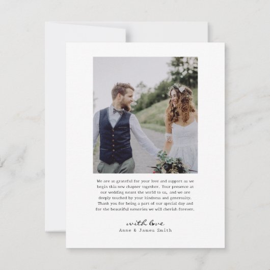 Retro Hart Script 4 Foto Collage Bruiloft Bedankkaart (Achterkant)