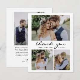 Retro Hart Script 4 Foto Collage Bruiloft Bedankkaart