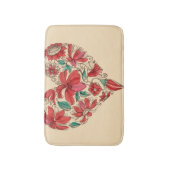 Retro hart van bloemen liefdessymbool badmat (Voorkant Verticaal)