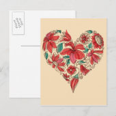 Retro hart van bloemen liefdessymbool briefkaart (Voorkant / Achterkant)