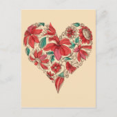 Retro hart van bloemen liefdessymbool briefkaart (Voorkant)