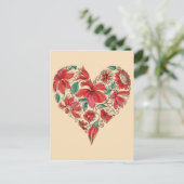 Retro hart van bloemen liefdessymbool briefkaart (Staand voorkant)