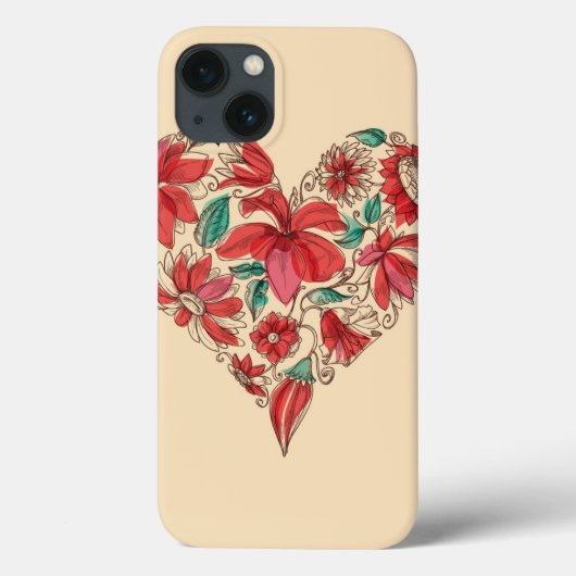 Retro hart van bloemen liefdessymbool Case-Mate iPhone case (Achterkant)
