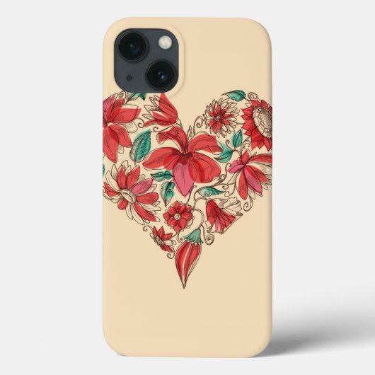 Retro hart van bloemen liefdessymbool Case-Mate iPhone case (Achterkant)