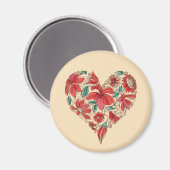 Retro hart van bloemen liefdessymbool magneet (Voorkant / Achterkant)