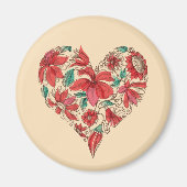 Retro hart van bloemen liefdessymbool magneet (Voorkant)