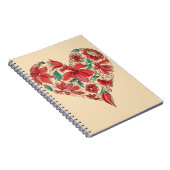 Retro hart van bloemen liefdessymbool notitieboek (Rechterzijde)