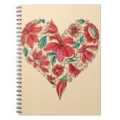 Retro hart van bloemen liefdessymbool notitieboek (Voorkant)
