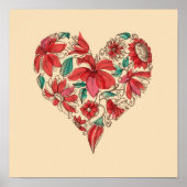 Retro hart van bloemen liefdessymbool poster (Voorkant)