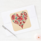 Retro hart van bloemen liefdessymbool vierkante sticker (Envelop)