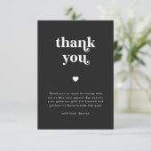 Retro Hart Zwart & Wit Baby shower Bedankkaart (Staand voorkant)