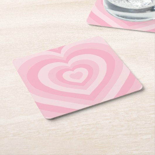 Retro  Harten Baby Roze Kartonnen Onderzetters (Schuin)