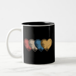 Retro Harten Cool Retro Valentijnsdag Cadeau Tweekleurige Koffiemok