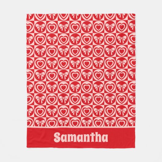  Retro Harten en Bogen Rode Valentijnsdag Fleece Deken (Voorkant)