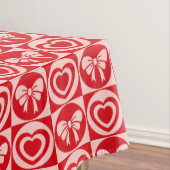 Retro Harten en Bogen Rode Valentijnsdag Tafelkleed (Voorbeeld)