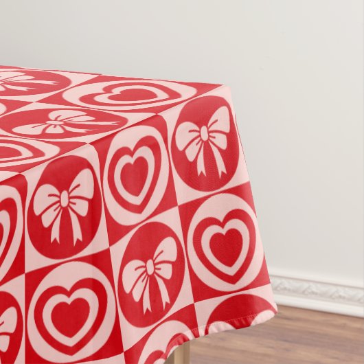  Retro Harten en Bogen Rode Valentijnsdag Tafelkleed (Voorbeeld)
