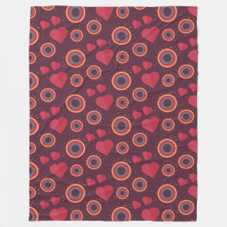 Retro Harten en Cirkels Patroon Fleece Deken
