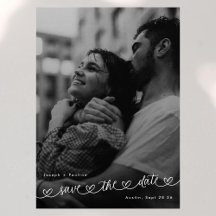 Retro Harten Zwart Wit Foto Moderne Trouwdag