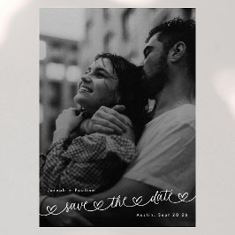 Retro Harten Zwart Wit Foto Moderne Trouwdag Save The Date