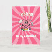 Retro hartmascotte | Wees mijn Valentijns Feestdagen Kaart (Voorkant)