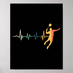 Retro hartslag Badminton Player Shuttle Trainer R Poster