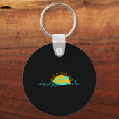 Retro Hartslag Palmboom Trocal Strand Eiland Sleutelhanger (Voorkant)