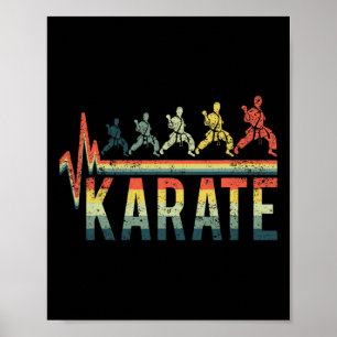Retro Hartslag Woord Karate Kickboksen Gesneden Poster